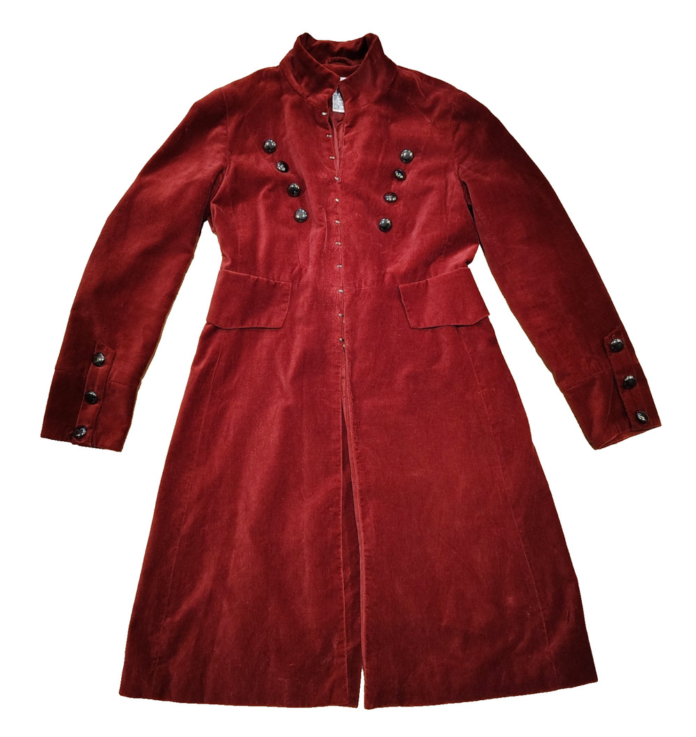 Newport News Velvet Military Longline Jacket Burgundy Red Sz 8 Y2K